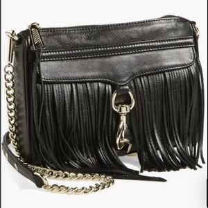 Rebecca Minkoff mini Mac fringe back black with gold hardware